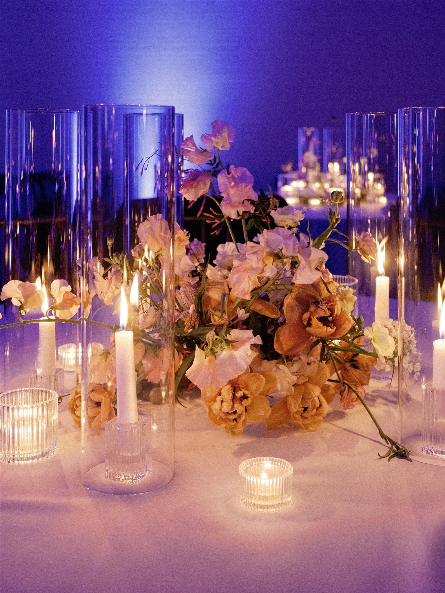 Wedding tablescape with florals and candles