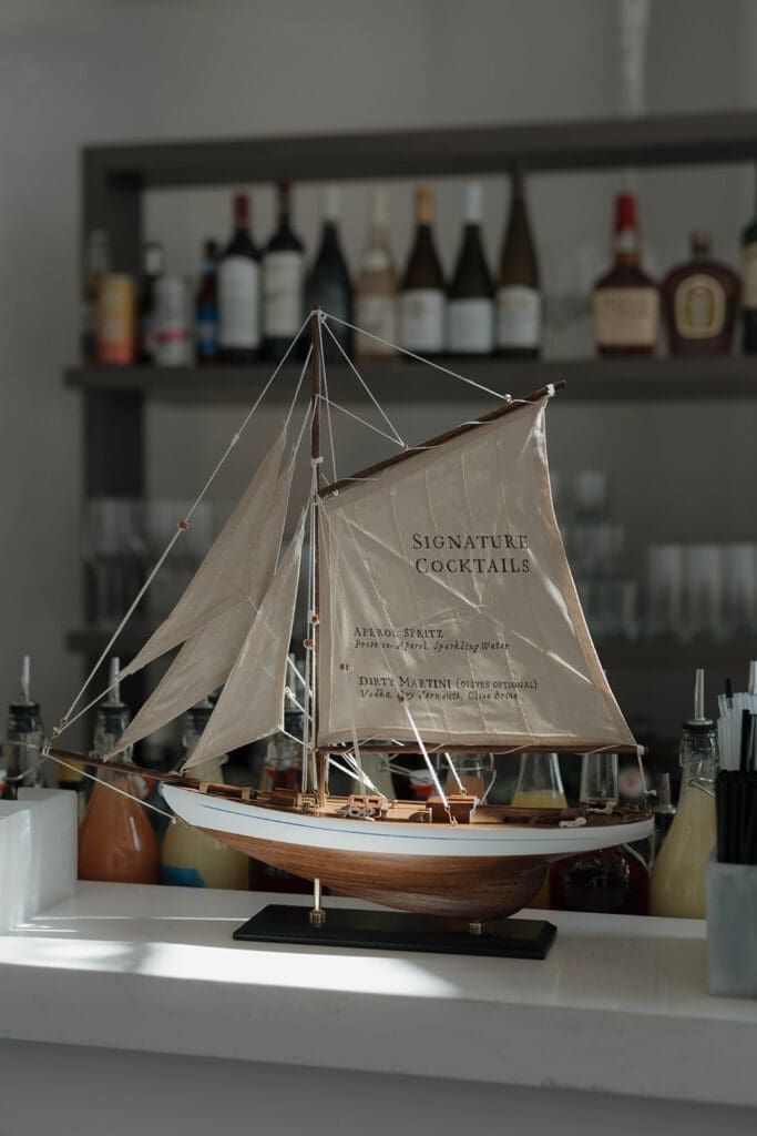 Coastal Blue and Driftwood Neutrals San Diego Wedding color Palettes boat bar menu