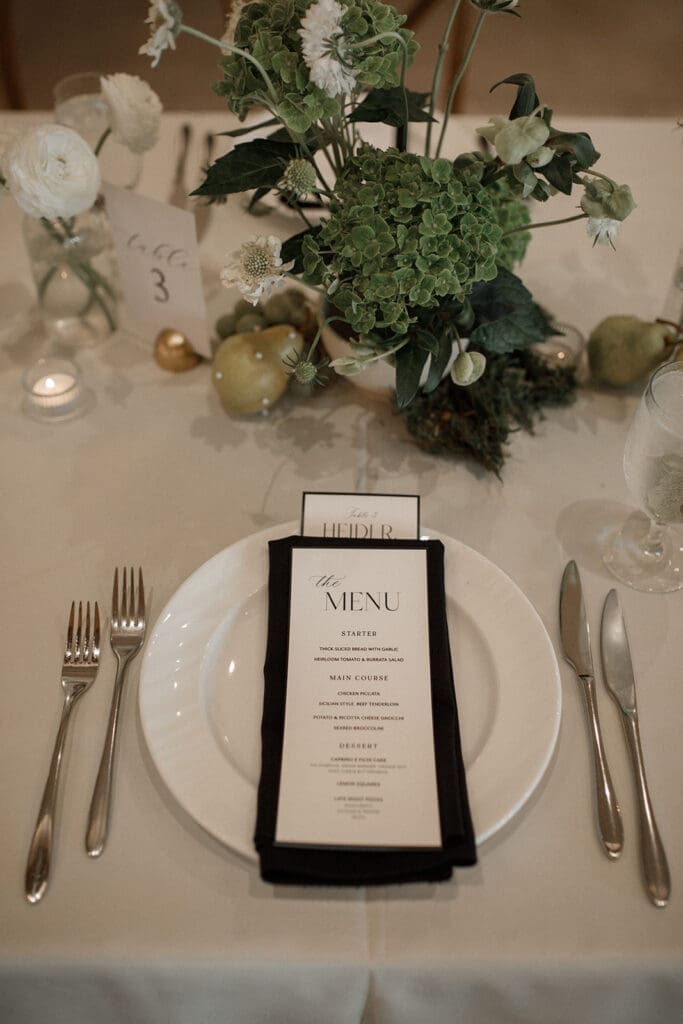 Green and white San Diego Wedding color Palettes tablescape