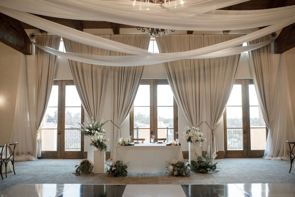 Green and white San Diego Wedding color Palettes sweetheart table