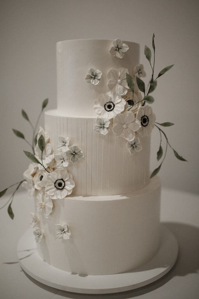 Green and white San Diego Wedding color Palettes cake