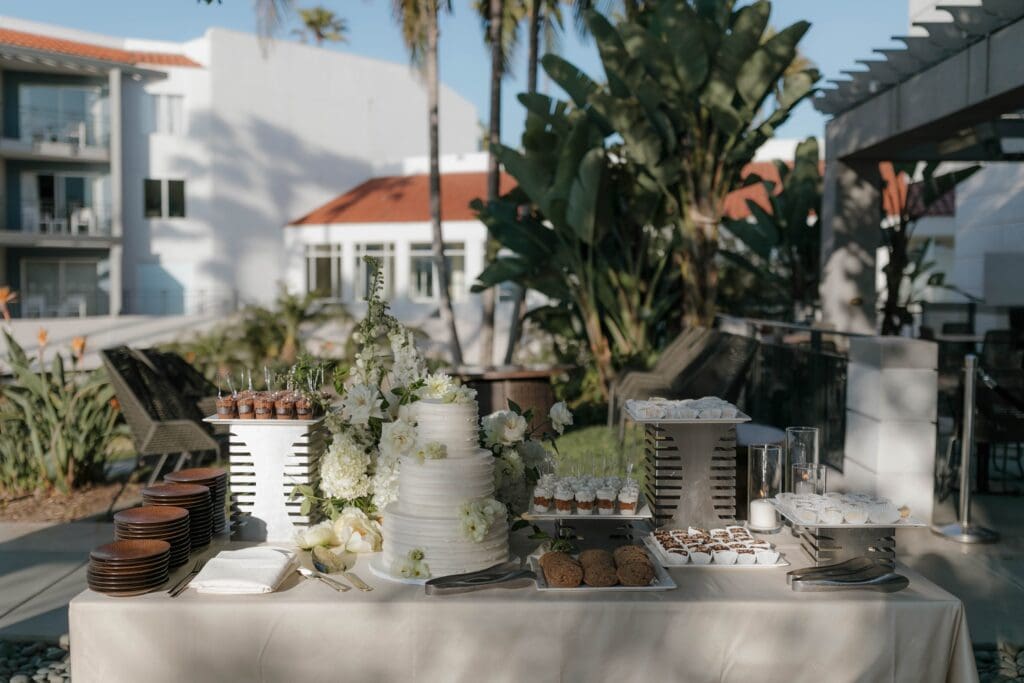 neutral and champagne San Diego Wedding color Palettes dessert table
