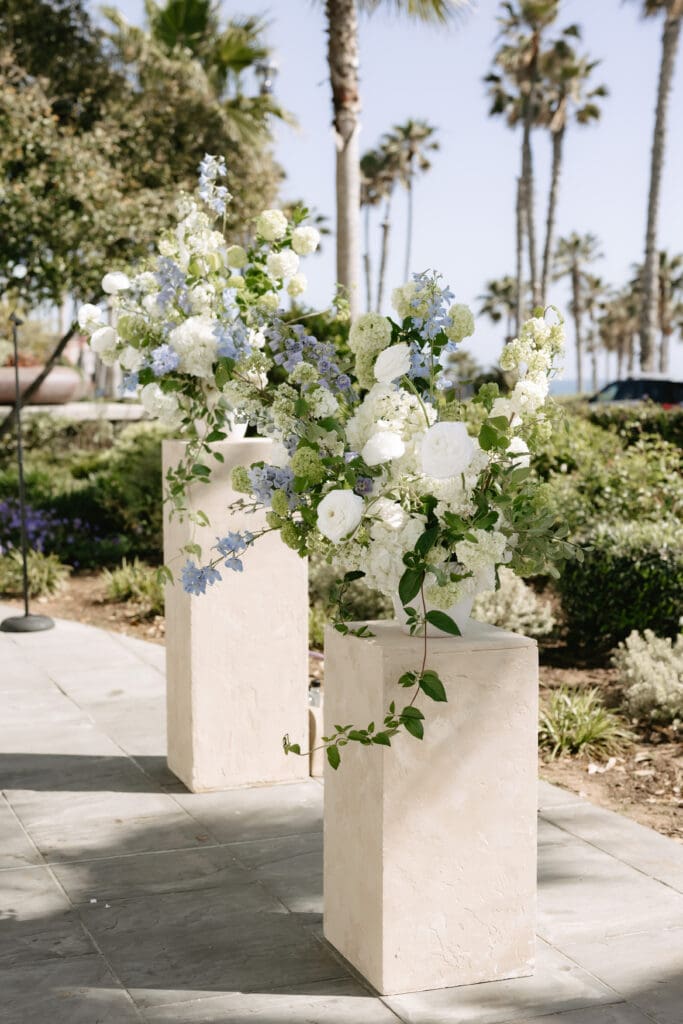 Sea Glass and coastal Greens San Diego Wedding color Palettes ceremony florals