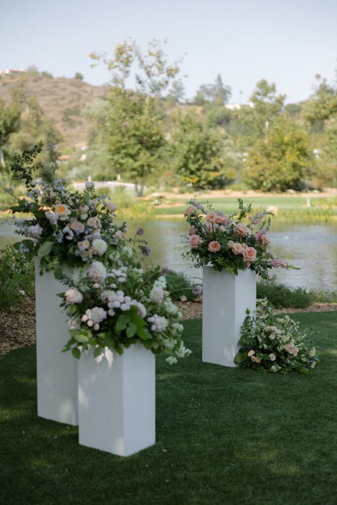 coastal sunset San Diego Wedding color Palettes ceremony florals