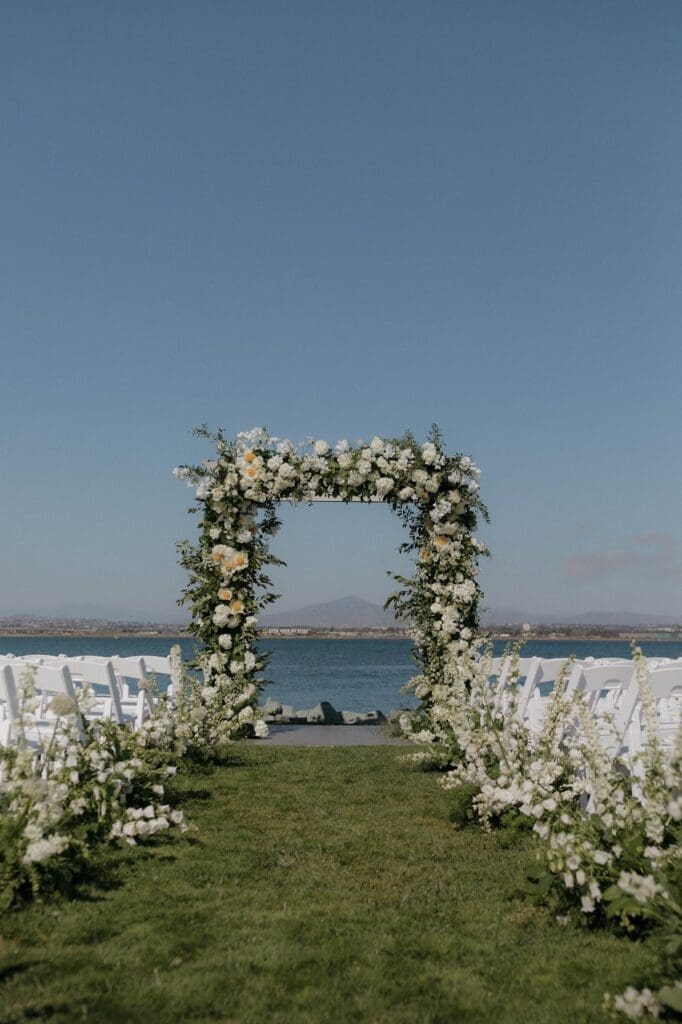 neutral and champagne San Diego Wedding color Palettes ceremony aisle