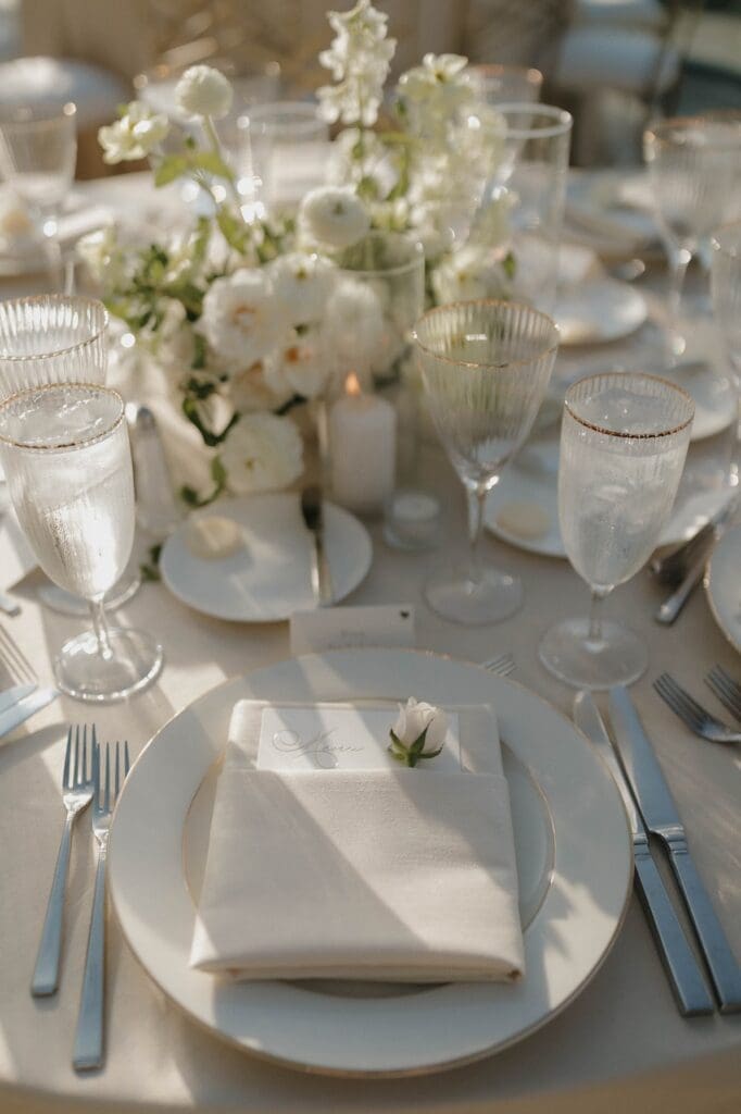 neutral and champagne San Diego Wedding color Palettes place settings
